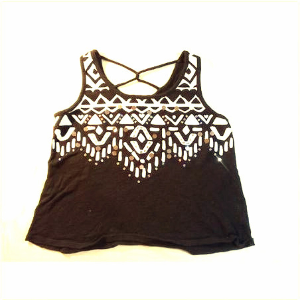 Justice Girl's 14 Sleeveless Black & White Top